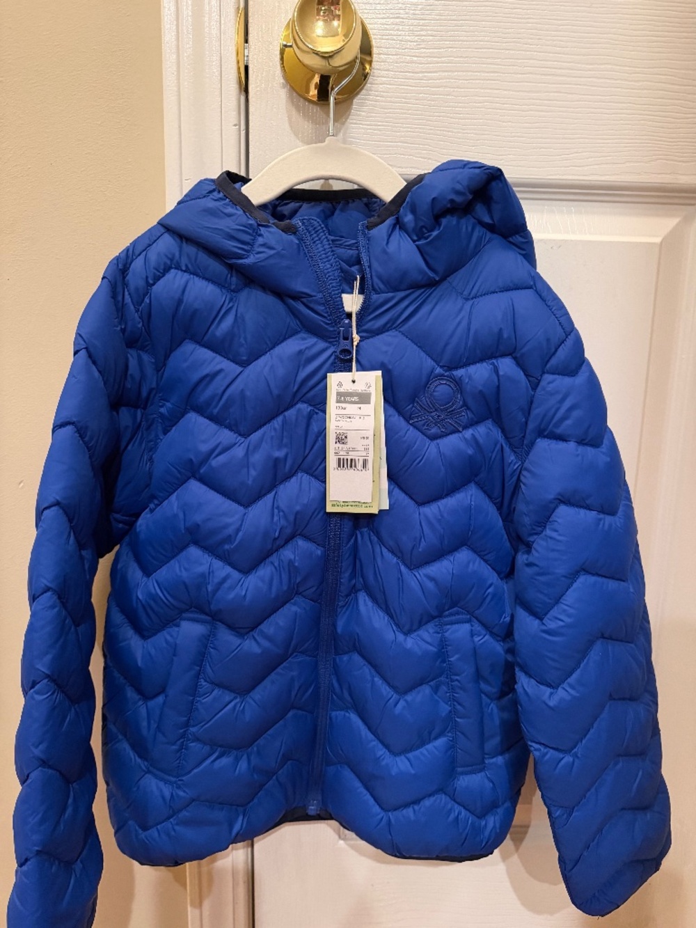 NWT Blue Benetton puffer jacket with hood